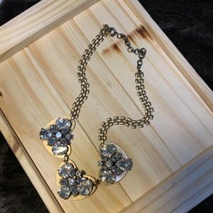 Chunky crystal and gold statement necklace